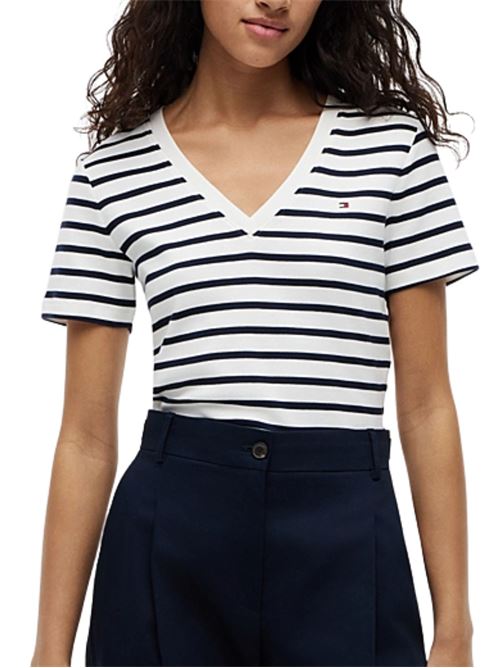 T-shirt slim fit scollo a v Tommy Hilfiger | WW0WW4058403L